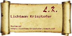 Lichtman Krisztofer névjegykártya